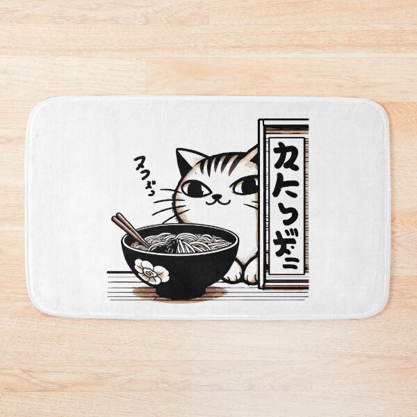 Item preview, Peeking Cat with Ramen Bowl - Cute Japanese-Inspired Art designed and sold by Designowner.