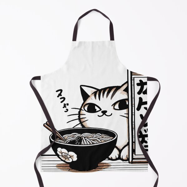 Item preview, Peeking Cat with Ramen Bowl - Cute Japanese-Inspired Art designed and sold by Designowner.
