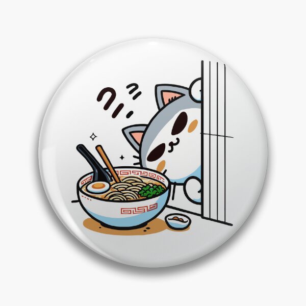 Item preview, kawaii Peeking Cat with Ramen Bowl - Cute Japanese-Inspired Art designed and sold by Designowner.