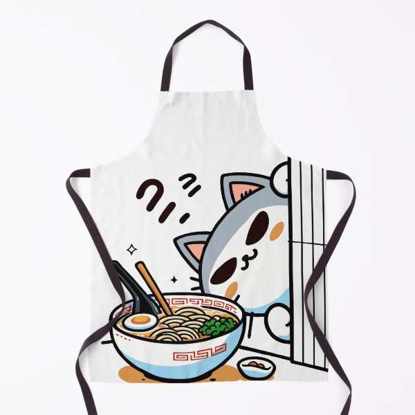 Item preview, kawaii Peeking Cat with Ramen Bowl - Cute Japanese-Inspired Art designed and sold by Designowner.