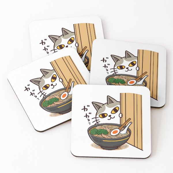 Item preview, Peeking Cat with Ramen Bowl Illustration designed and sold by Designowner.