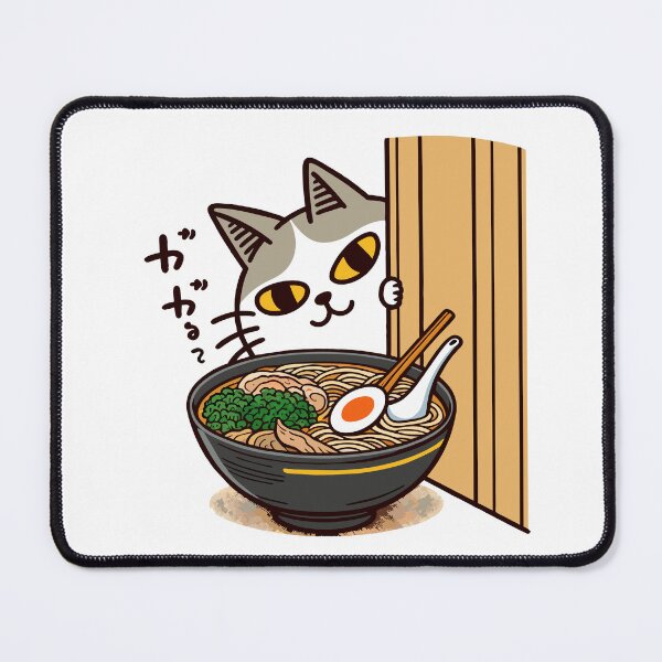 Item preview, Peeking Cat with Ramen Bowl Illustration designed and sold by Designowner.