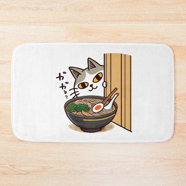 Item preview, Peeking Cat with Ramen Bowl Illustration designed and sold by Designowner.