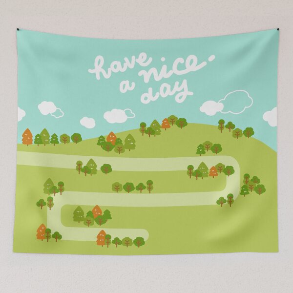 Item preview, Have a nice day : cute green view of mountain and sky designed and sold by snoopy21studio.