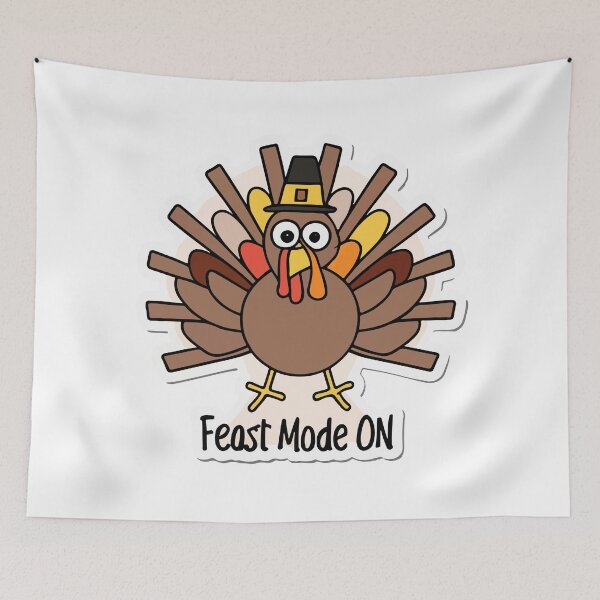 Item preview, Feast Mode On Adorable Turkey - Hand-Drawn Holiday Sticker designed and sold by NiftyWrx.