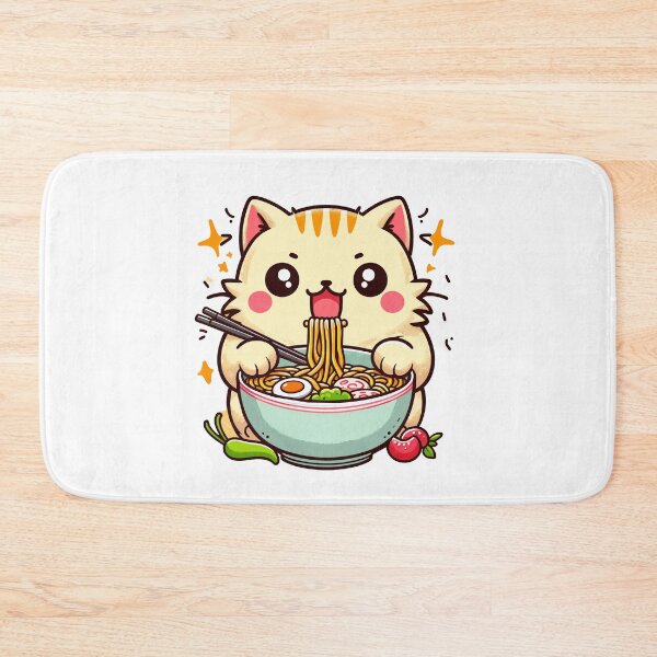 Item preview, kawaii Kitty Noodle Delight - Cute Cat Enjoying Ramen designed and sold by Designowner.