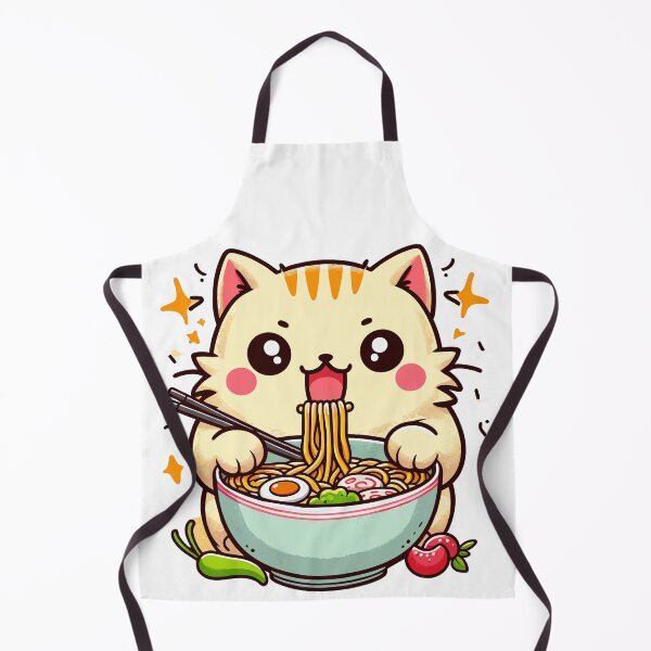 Item preview, kawaii Kitty Noodle Delight - Cute Cat Enjoying Ramen designed and sold by Designowner.