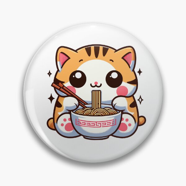 Item preview, kawaii Kitty Noodle Delight - Cute Cat Enjoying Ramen designed and sold by Designowner.