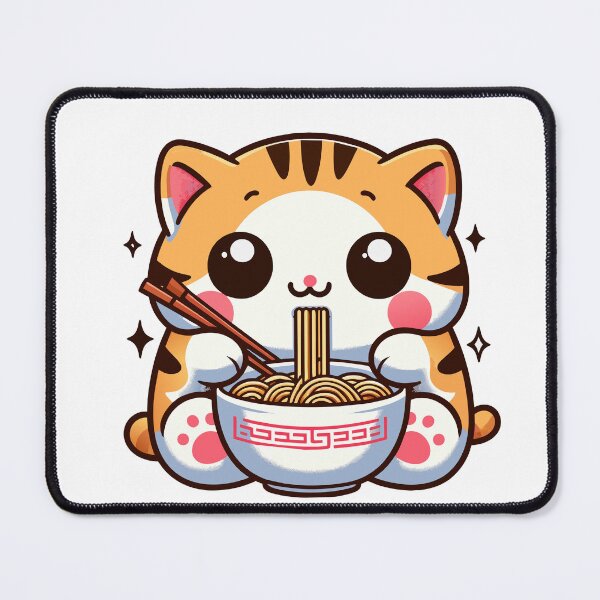Item preview, kawaii Kitty Noodle Delight - Cute Cat Enjoying Ramen designed and sold by Designowner.