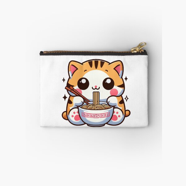Item preview, kawaii Kitty Noodle Delight - Cute Cat Enjoying Ramen designed and sold by Designowner.