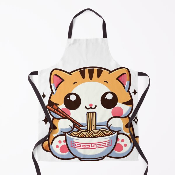 Item preview, kawaii Kitty Noodle Delight - Cute Cat Enjoying Ramen designed and sold by Designowner.