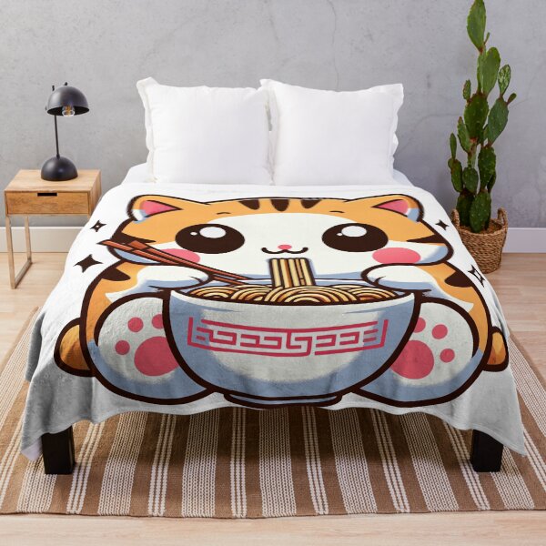 Item preview, kawaii Kitty Noodle Delight - Cute Cat Enjoying Ramen designed and sold by Designowner.