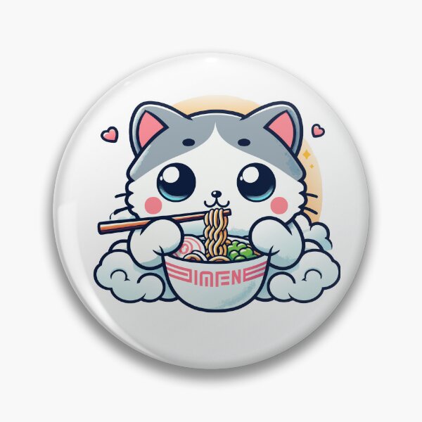 Item preview, kawaii Kitty Noodle Delight - Cute Cat Enjoying Ramen designed and sold by Designowner.
