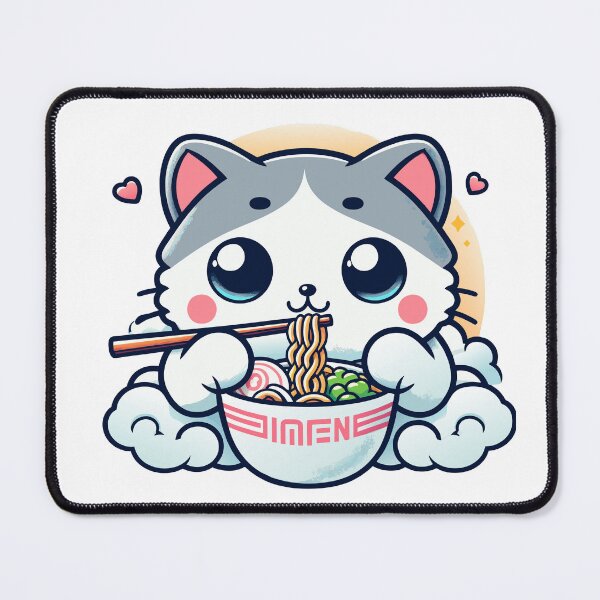 Item preview, kawaii Kitty Noodle Delight - Cute Cat Enjoying Ramen designed and sold by Designowner.