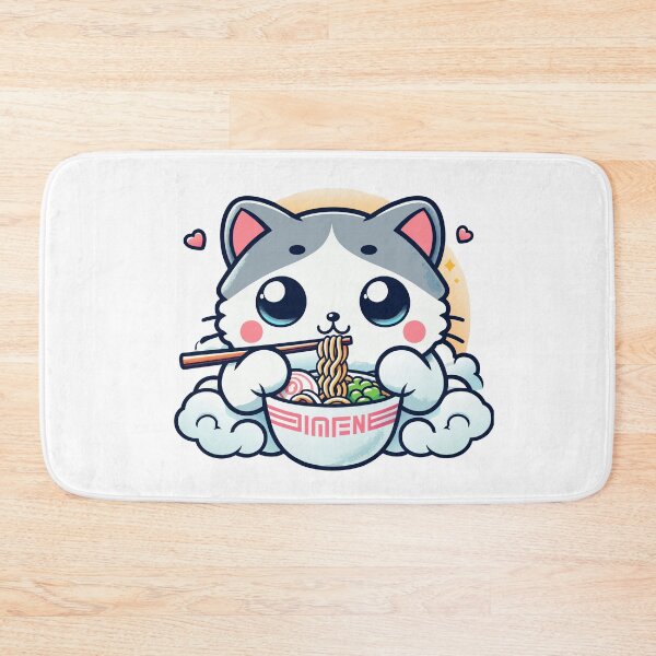 Item preview, kawaii Kitty Noodle Delight - Cute Cat Enjoying Ramen designed and sold by Designowner.