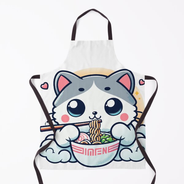 Item preview, kawaii Kitty Noodle Delight - Cute Cat Enjoying Ramen designed and sold by Designowner.