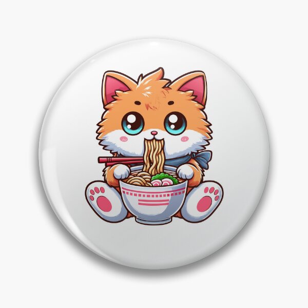 Item preview, kawaii Kitty Noodle Delight - Cute Cat Enjoying Ramen designed and sold by Designowner.