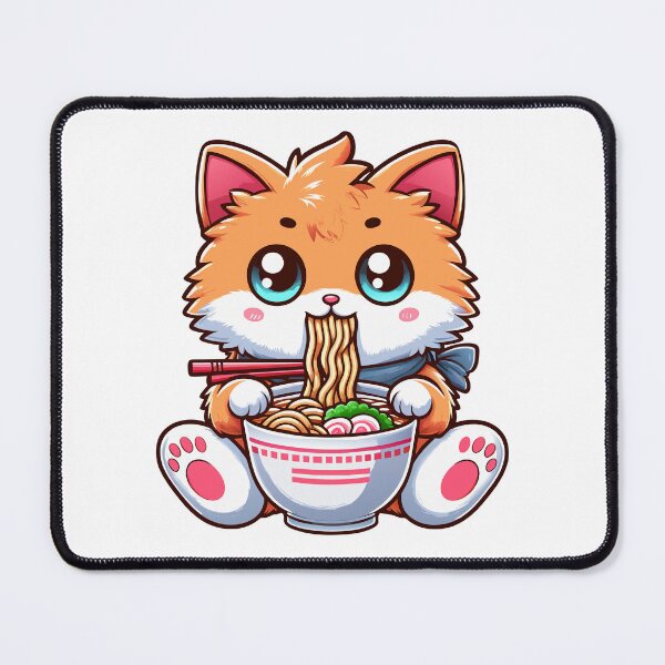 Item preview, kawaii Kitty Noodle Delight - Cute Cat Enjoying Ramen designed and sold by Designowner.