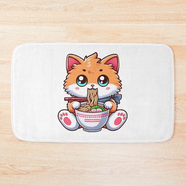 Item preview, kawaii Kitty Noodle Delight - Cute Cat Enjoying Ramen designed and sold by Designowner.