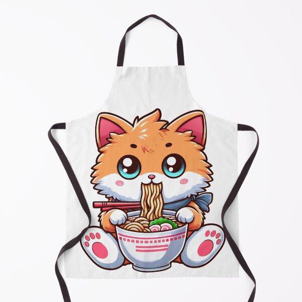 Item preview, kawaii Kitty Noodle Delight - Cute Cat Enjoying Ramen designed and sold by Designowner.