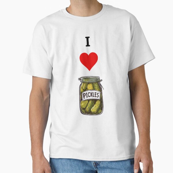 I love pickles -cute pickle jar with red love heart Classic T-Shirt