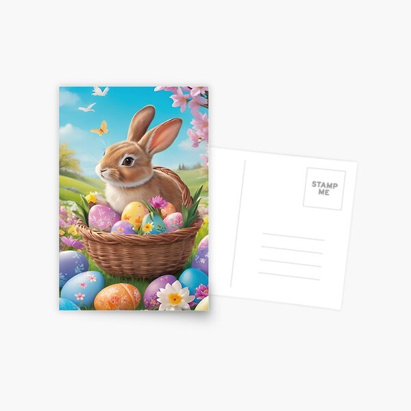 Item preview,  cute rabbit with Easter eggs basket designed and sold by Expressions-Sel.