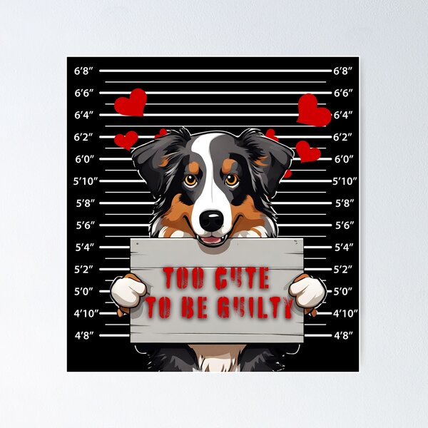 Item preview, Prisoner Dog Australian Shepherd Dog "Too Cute To Be Guilty" designed and sold by GoodyPaws.