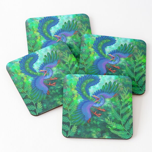 Item preview, Archaeopteryx in a ferny forest! designed and sold by Kererū Brewing.