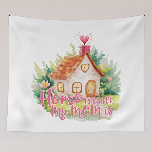 Item preview, Home Is Where My Mom Is - Vintage Watercolor Illustration in Pastel Shades designed and sold by pixelspantry.