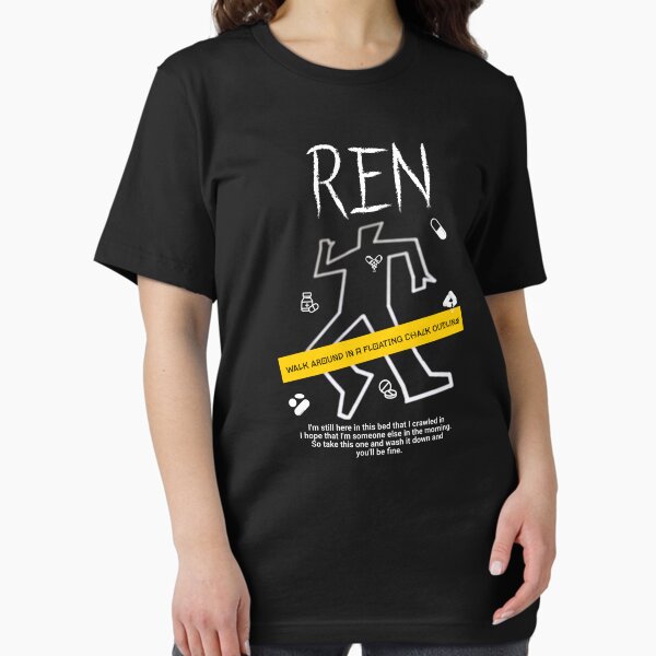 Artikel-Vorschau von Hallo Ren Gill Kreideumrisse Renegade Merch Hallo Ren Gill Songtexte Merch Shirt Rap Musik Ren Fan Busking UK, designt und verkauft von UTurnMerch.