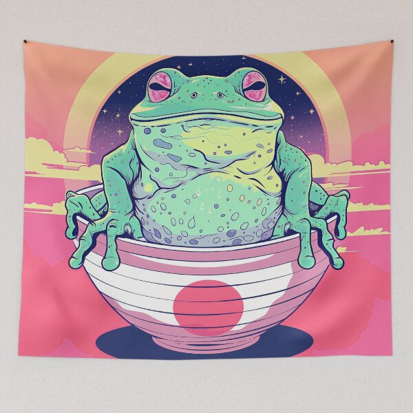 Item preview, Kawaii Vaporwave Japanese Frog designed and sold by ZedOhEe.