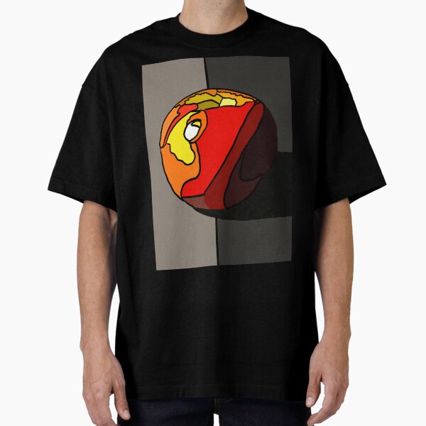 Mela rosso nero arancio astratta grigio giallo Oversized T-Shirt