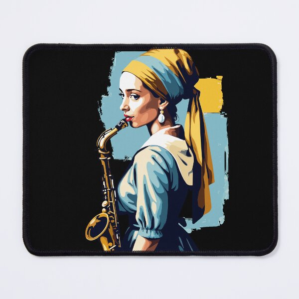 Item preview, Vintage Pearl Earrings Art Funny Saxophone Jazz designed and sold by LuminOrb.