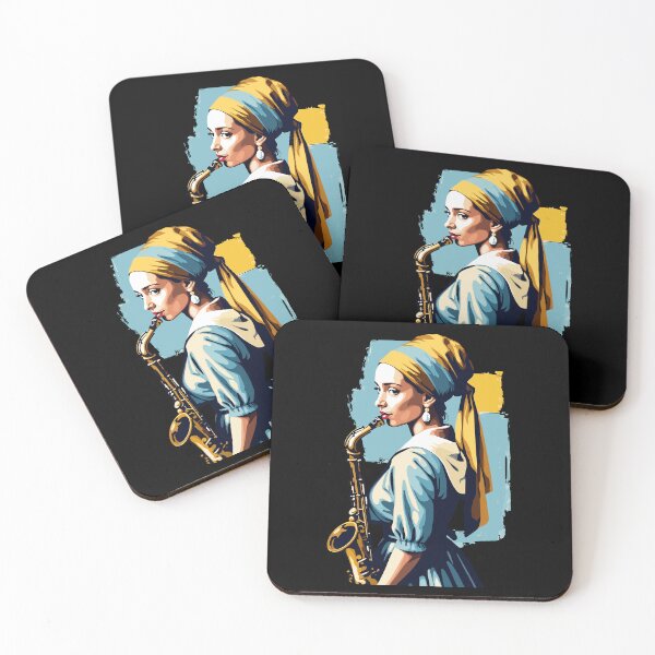 Item preview, Vintage Pearl Earrings Art Funny Saxophone Jazz designed and sold by LuminOrb.