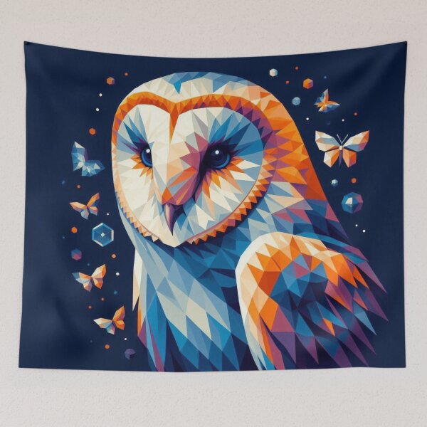Item preview, Orange & Blue Graphic Owl designed and sold by BluesSketchbook.