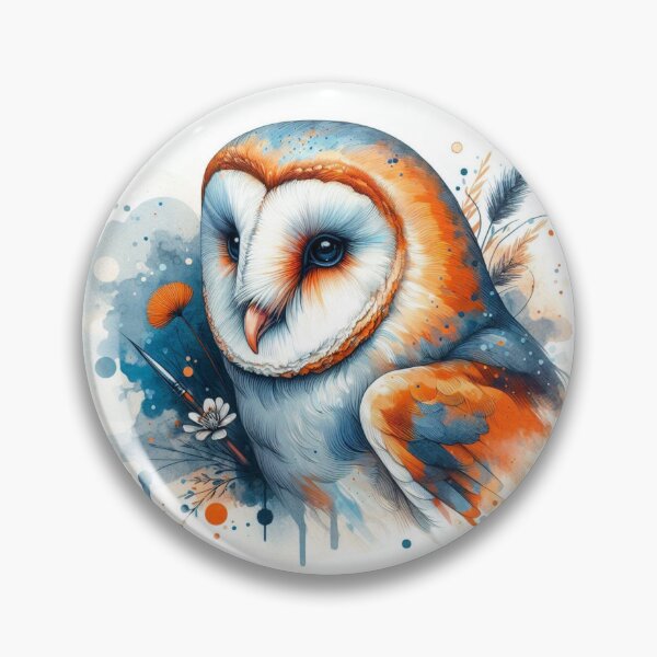 Item preview, Orange & Blue Water Paint Owl designed and sold by BluesSketchbook.