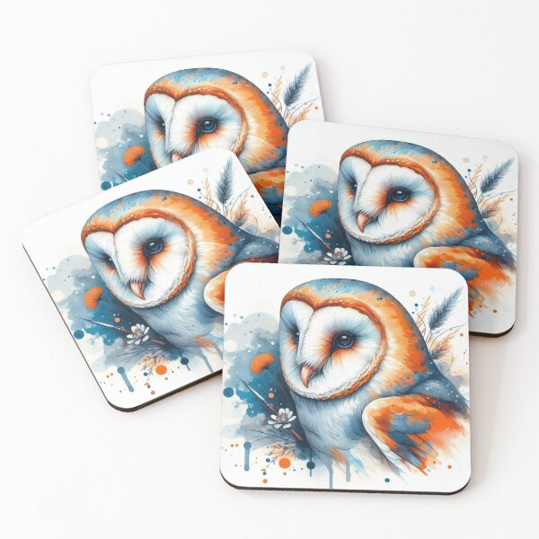 Item preview, Orange & Blue Water Paint Owl designed and sold by BluesSketchbook.
