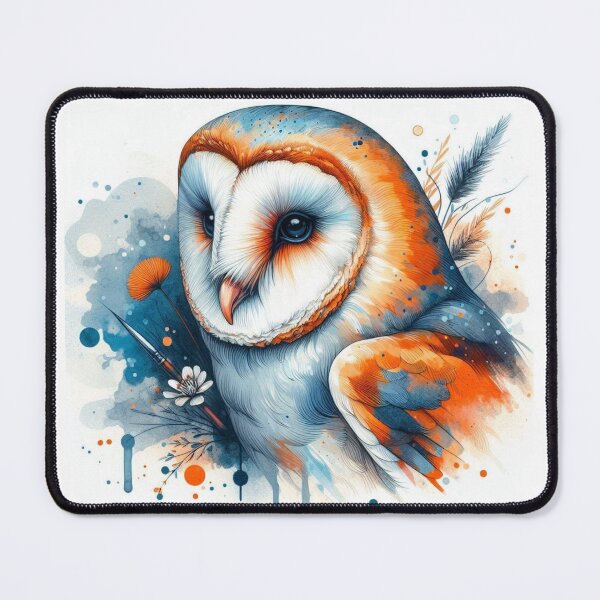 Item preview, Orange & Blue Water Paint Owl designed and sold by BluesSketchbook.