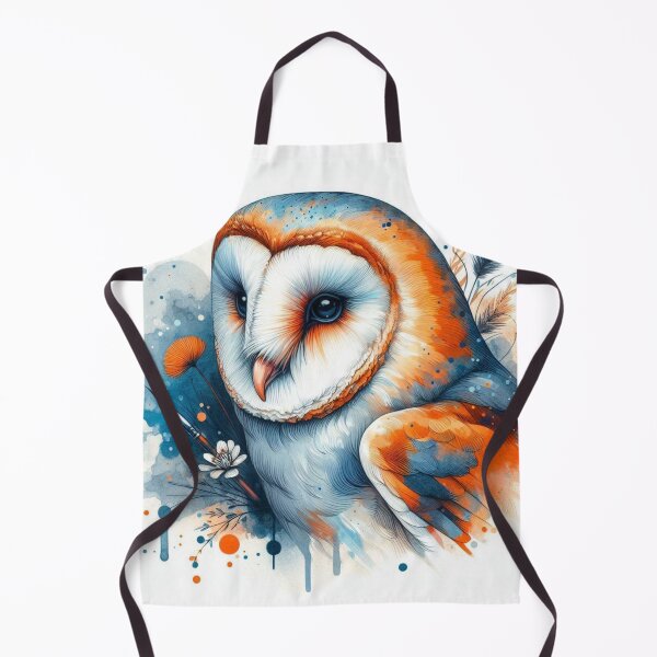 Item preview, Orange & Blue Water Paint Owl designed and sold by BluesSketchbook.