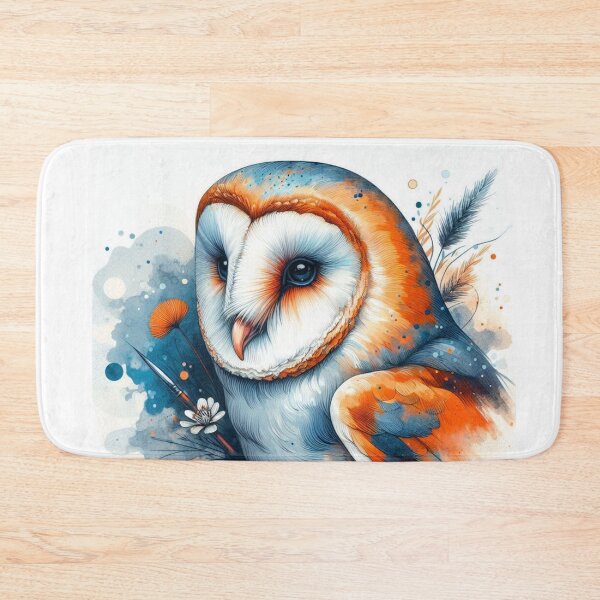 Item preview, Orange & Blue Water Paint Owl designed and sold by BluesSketchbook.