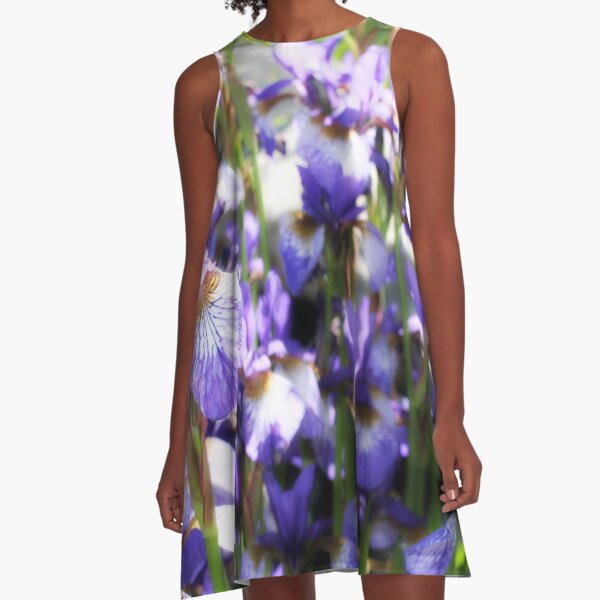 Purple Irises A-Line Dress