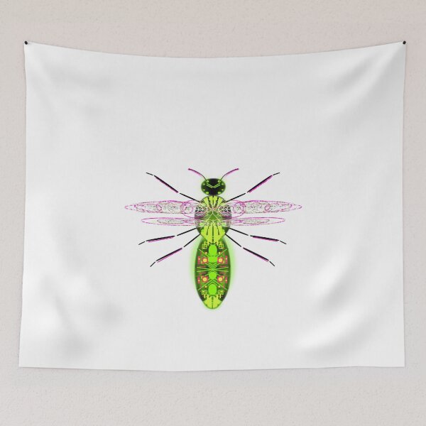 Item preview, Flying science fiction android insect - glowing purple green pink yellow black designed and sold by M-Lorentsson.