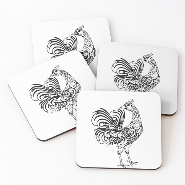 Item preview, Line Thai 2 birds thai style traditional Drawing Tattoo design Thai pattern  art designed and sold by Bspaces.