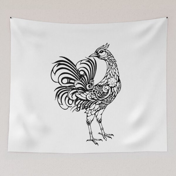 Item preview, Line Thai 2 birds thai style traditional Drawing Tattoo design Thai pattern  art designed and sold by Bspaces.