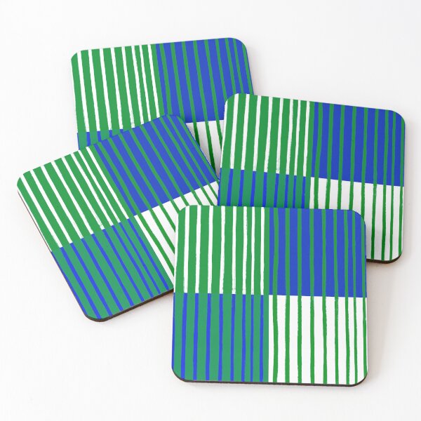 Item preview, Blue and Green Brushstroke Stripes Grid Patchwork  designed and sold by OneThreeSix.