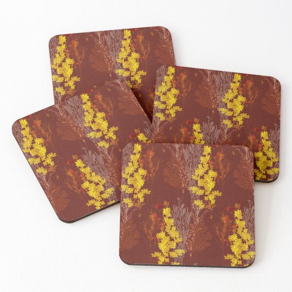 Item preview, Autumnal Wattle Glory - Warm Goldenrod and Russet Floral Pattern designed and sold by Jay Dee Dearness.