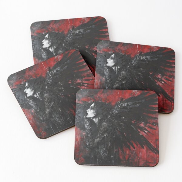Item preview, Blood Angels - Dark Fantasy Oil Painting of a Dark Woman with Angel Wings designed and sold by zax454.