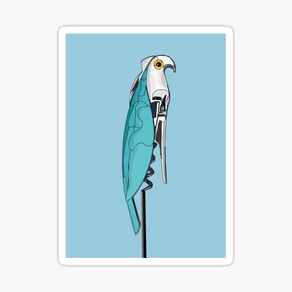 Apribottiglie pappagallo verde celeste nero pop art Sticker