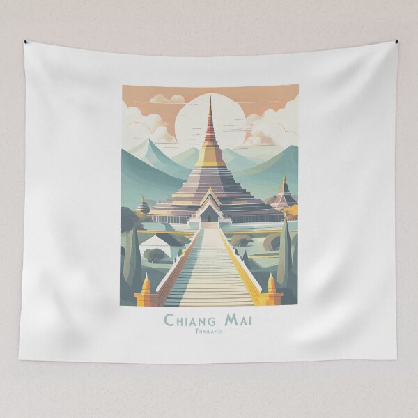 Item preview, Vintage Chiang Mai travel poster – Minimalist retro design for globetrotters designed and sold by pod24.