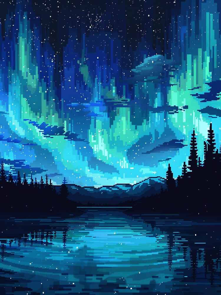 "Northern Lights Aurora Borealis Pixel Art " Sticker for Sale by ...